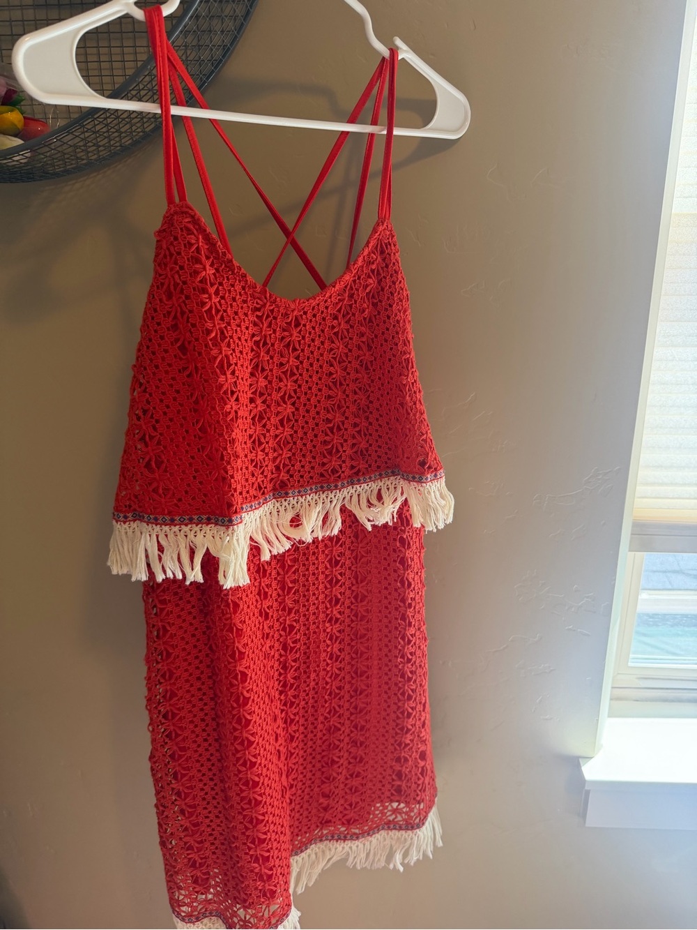 Red Crochet Fringe Summer Dress